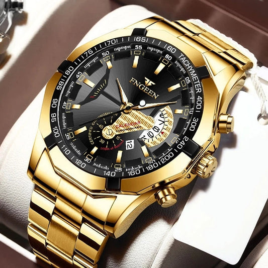 Luxury Men Watches Stainless Steel Band Fashion Waterproof Quartz Watch