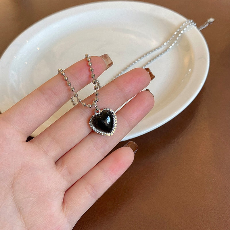 Black Heart Aesthetic Necklace