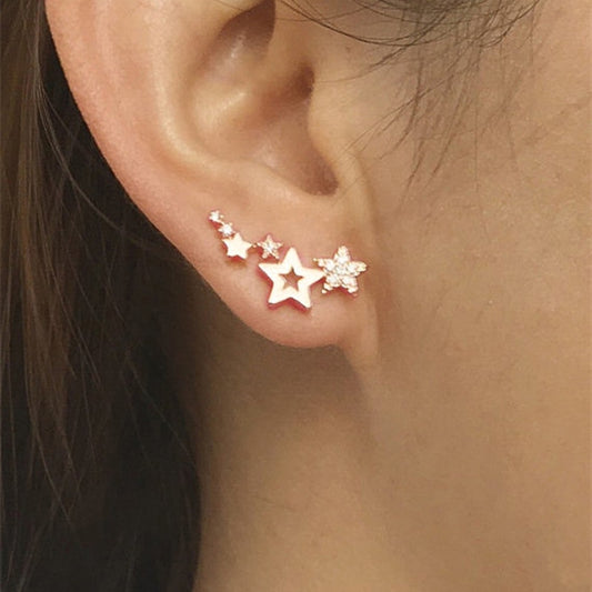 Stylish Star Drop Shiny White Zircon Exquisite Versatile Earrings