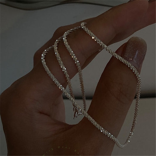 Sparkling Silver Color Necklace Elegant Clavicle Chain