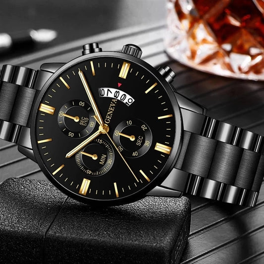 Luxury Men Stainless Steel Quartz Wrist Watch