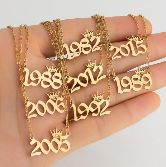 Sinogaa Stainless Steel Number Necklaces Years 1989-2019